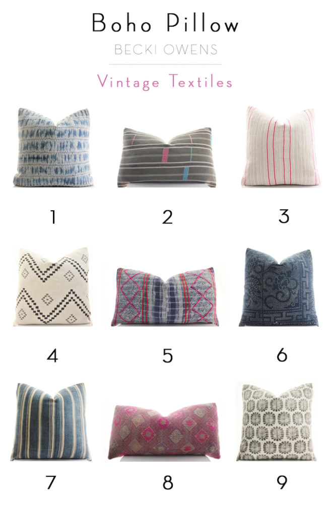 Boho Pillow - Vintage Textiles