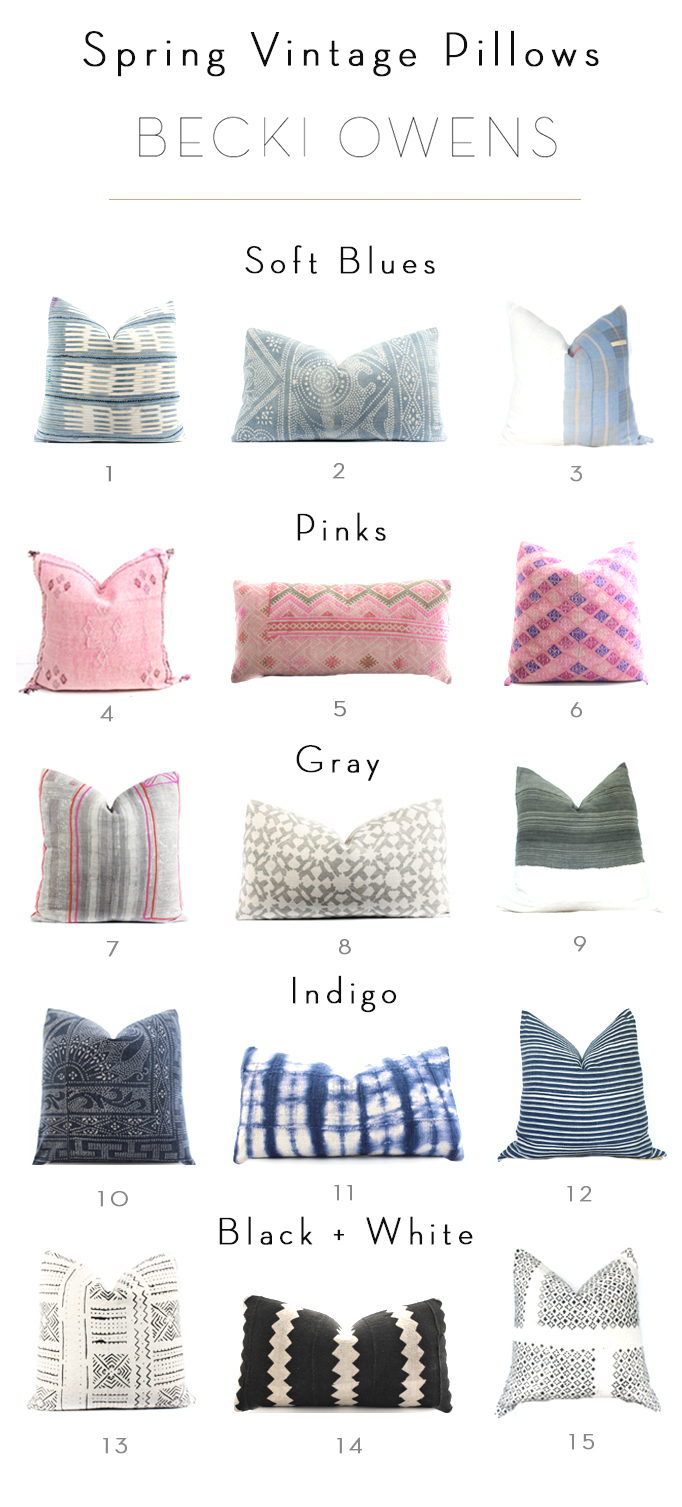 spring vintage pillows becki owens